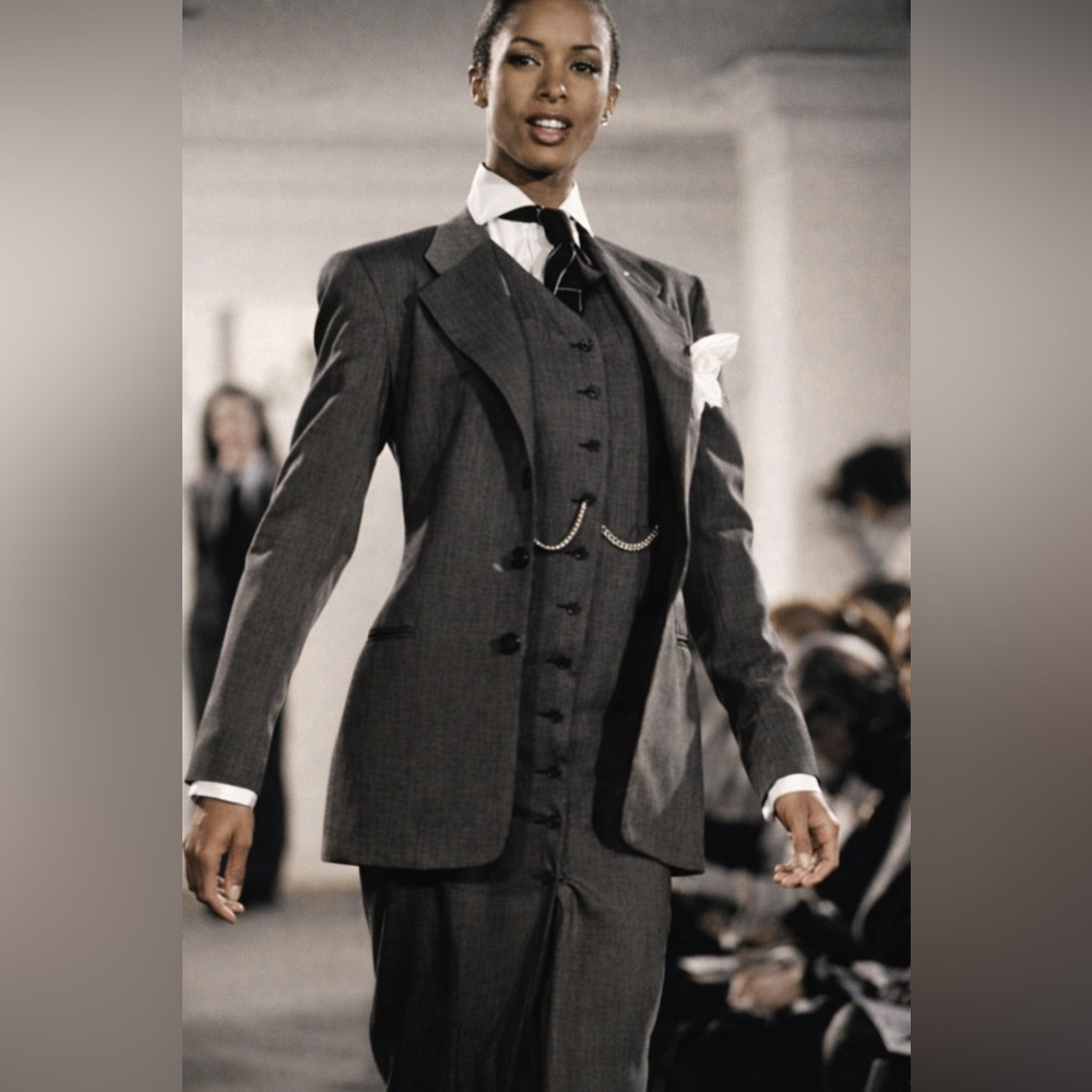 Vintage Ralph Lauren Collection 90s Pencil Dress Sheath Button Up Long Blazer 6 - Picture 3 of 16